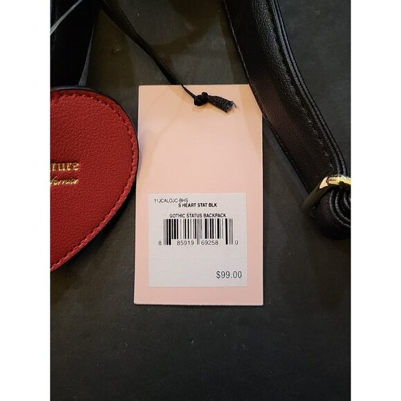 JUICY COUTURE Heart Gothic Status Backpack Grey & Black with Red & Pink Hearts - Picture 5 of 9